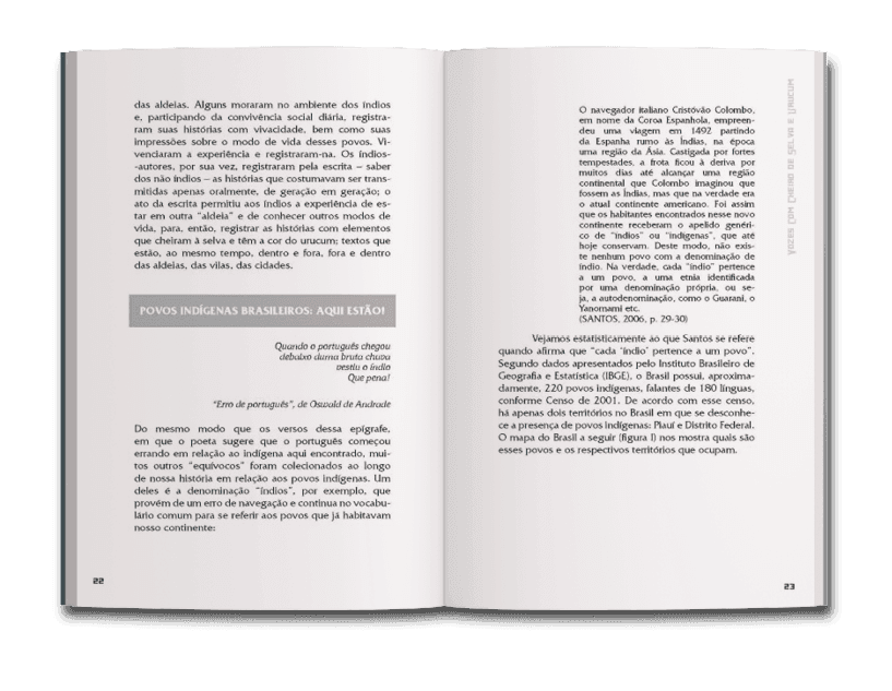 miolo do livro A sabedoria da floresta e o poder das águas