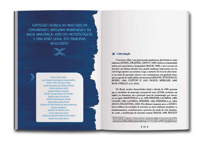 Abertura de seção do livro Garimpo de ouro na amazônia: crime, contaminação e morte, de Paulo Cesar Basta e Ana Claudia Santiago de Vasconcellos