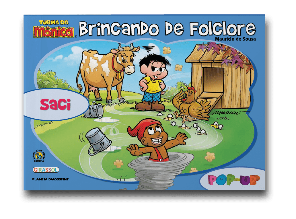 Capa do livro Turma da Mônica brincando de folclore: saci, de Maurício de Souza