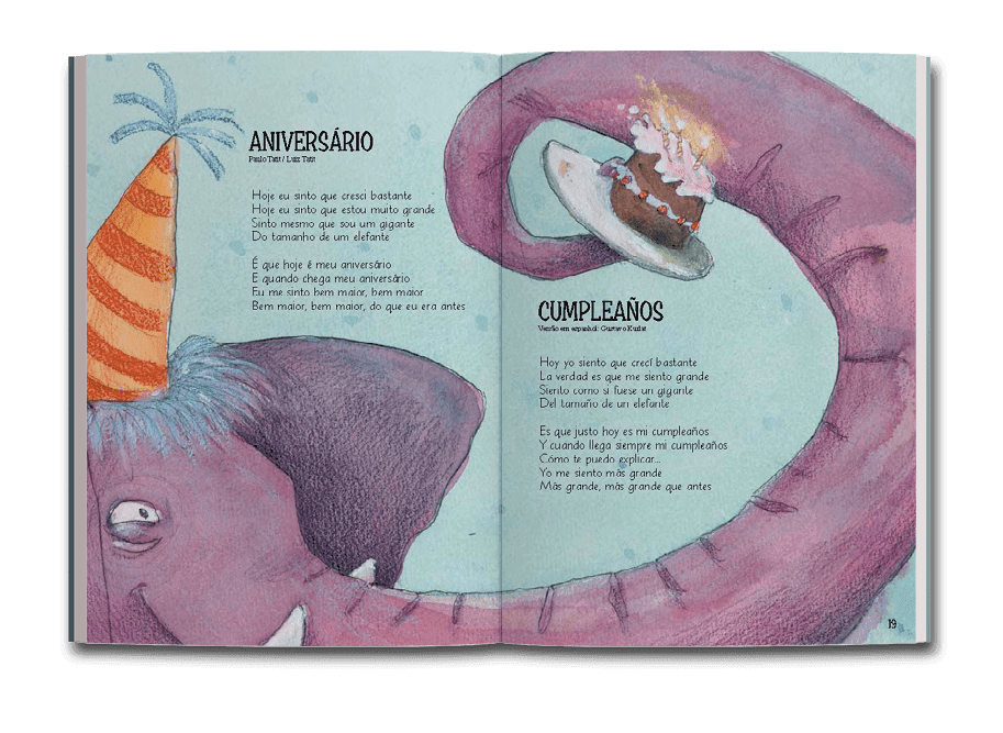 Página dupla de miolo do livro Palavra cantada: canciones curiosas, de Sandra Peres e Paulo Tatti