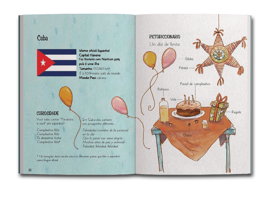 Página dupla de miolo do livro Palavra cantada: canciones curiosas, de Sandra Peres e Paulo Tatti