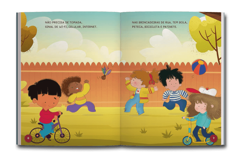 Página dupla de miolo do livro Brinca, criança , de Penélope Martins