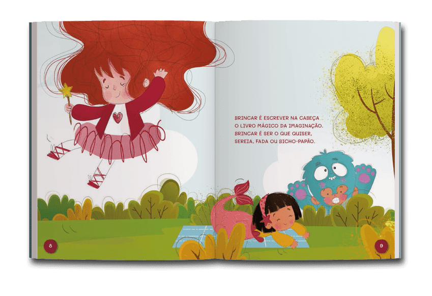 Página dupla de miolo do livro Brinca, criança , de Penélope Martins