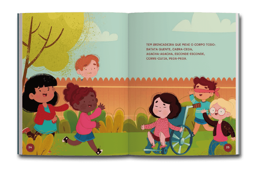 Página dupla de miolo do livro Brinca, criança , de Penélope Martins