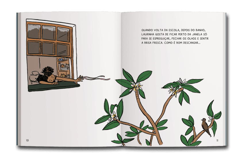 Página dupla de miolo do livro Dia de sol, dia de chuva, de Heloisa Prieto