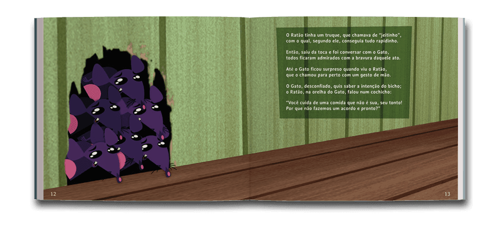 Página dupla de miolo do livro O rato trapaceiro, de Lisandro Santos Maumau