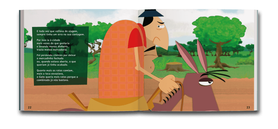 Página dupla de miolo do livro O rato trapaceiro, de Lisandro Santos Maumau