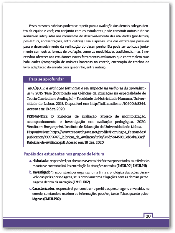 Página do Manual do professor da obras A armadilha