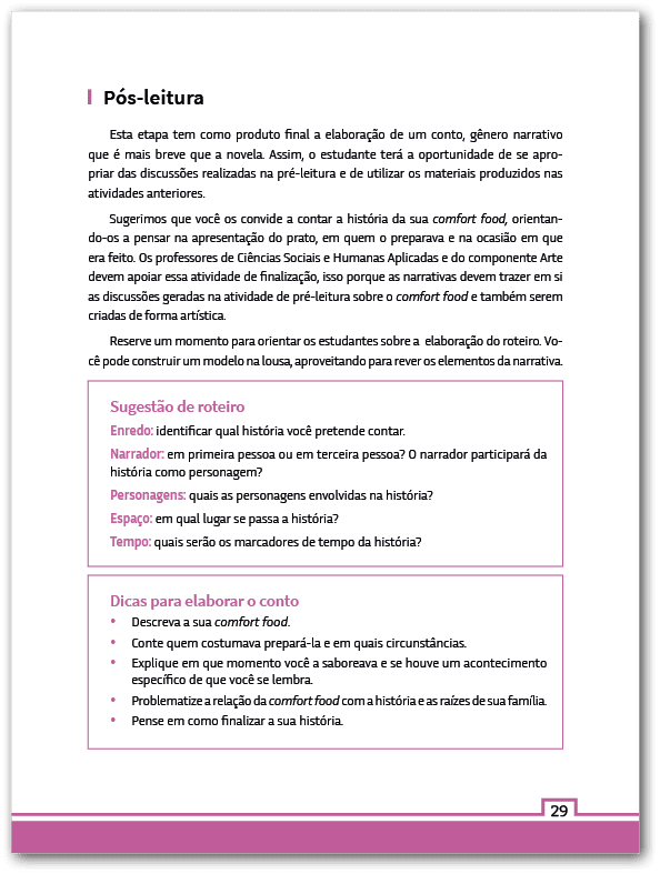 Página do Manual do professor da obra luto