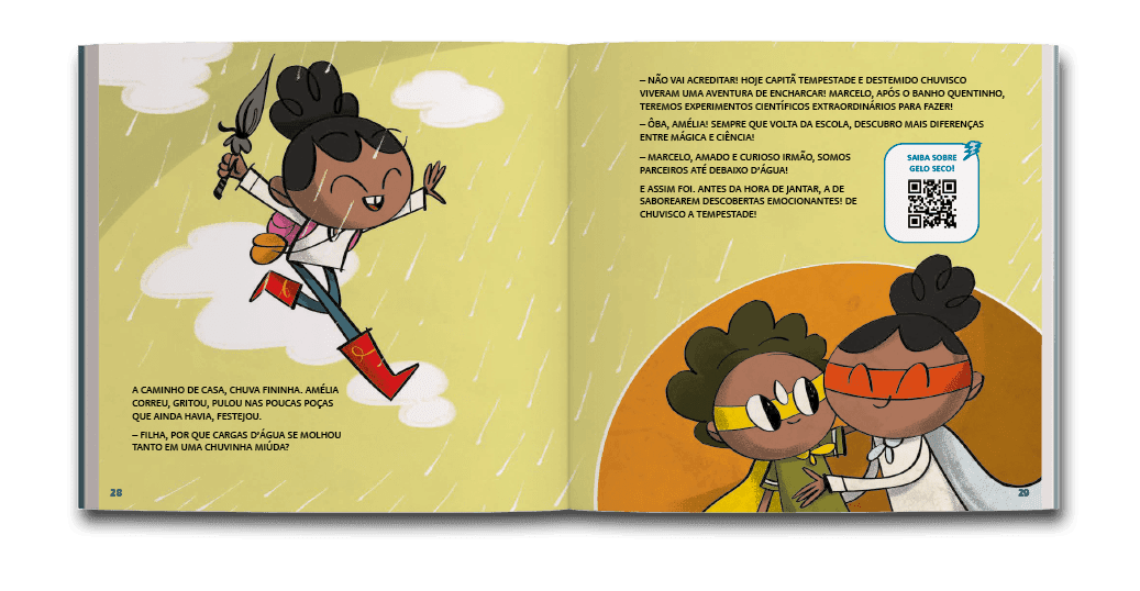 Página dupla de miolo do livro A pequena capitã tempestade, de Simão de Miranda