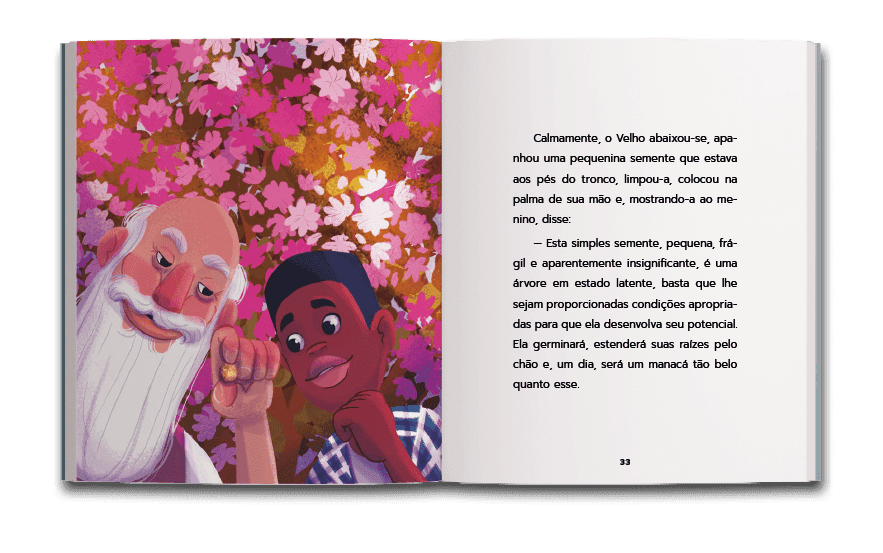 Página dupla de miolo do livro O menino que pensou que não podia, de Gil Braz