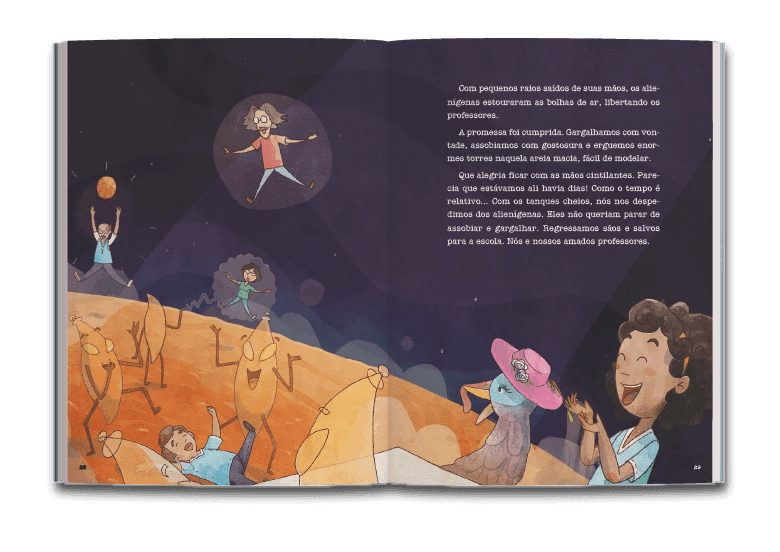 Página dupla de miolo do livro Enigma no porão da escola, de Jonas Ribeiro