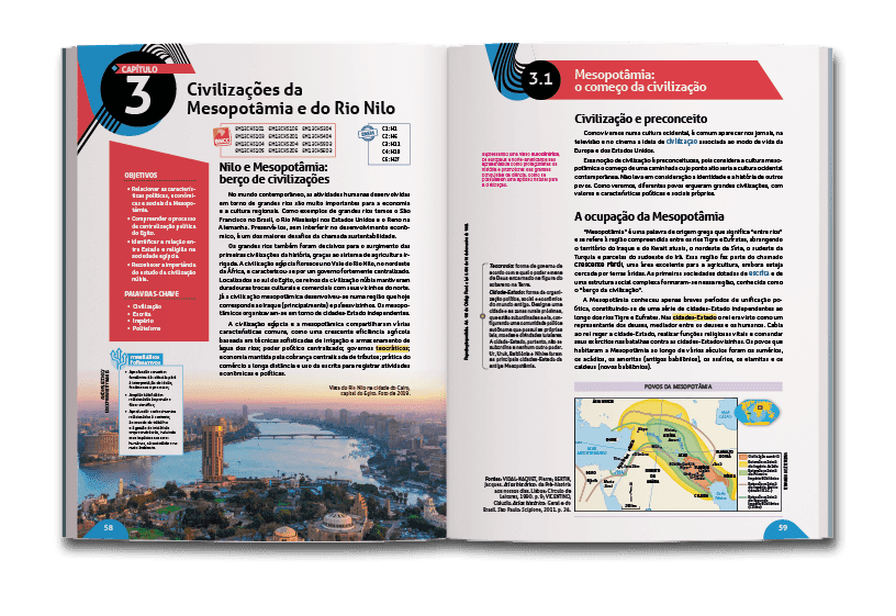 Página dupla de miolo do livro Moderna Plus: História