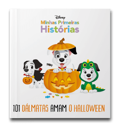 Capa do livro Minhas primeiras histórias: 101 dálmatas amam o halloween, de Disney