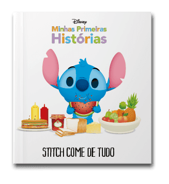 Capa do livro Minhas primeiras histórias: Stitch come de tudo, de Disney