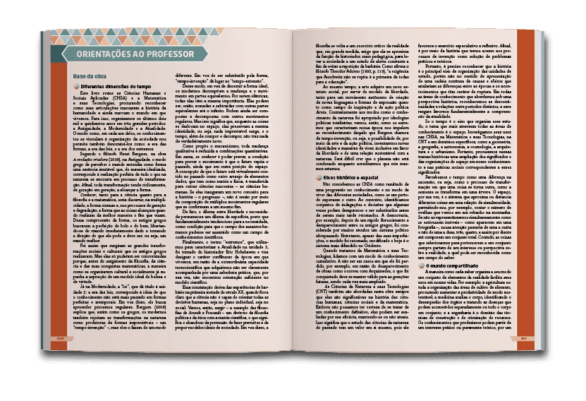 Página dupla de miolo do livro Conhecimento e vida em sociedade (manual do professor)