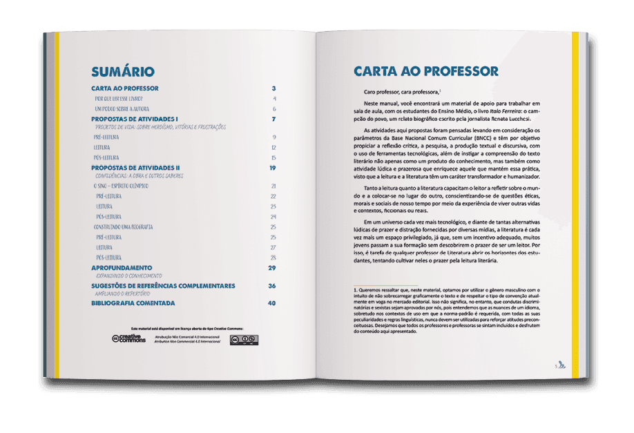 Página dupla de miolo do materal digital do professor Ítalo Ferreira: o campeão do povo