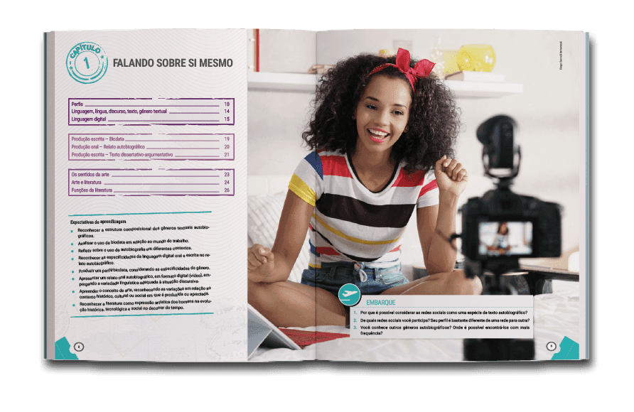 Página dupla de miolo do livro Passaporte: língua portuguesa