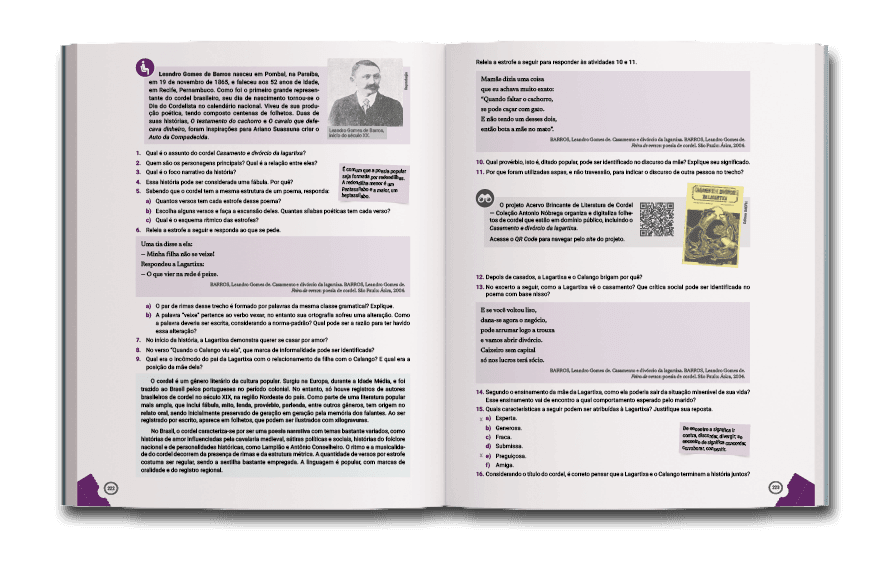 Página dupla de miolo do livro Passaporte: língua portuguesa