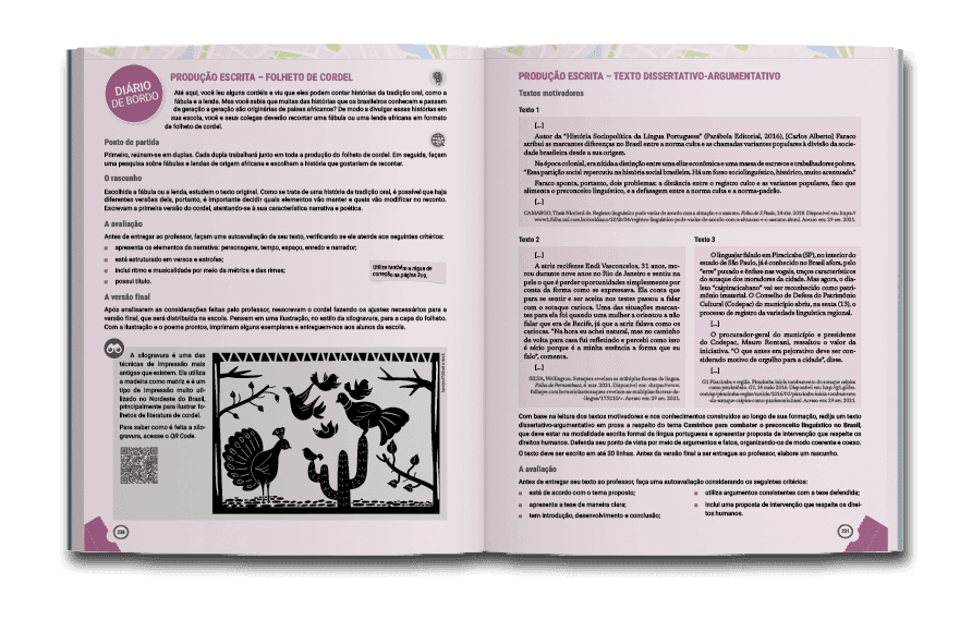 Página dupla de miolo do livro Passaporte: língua portuguesa