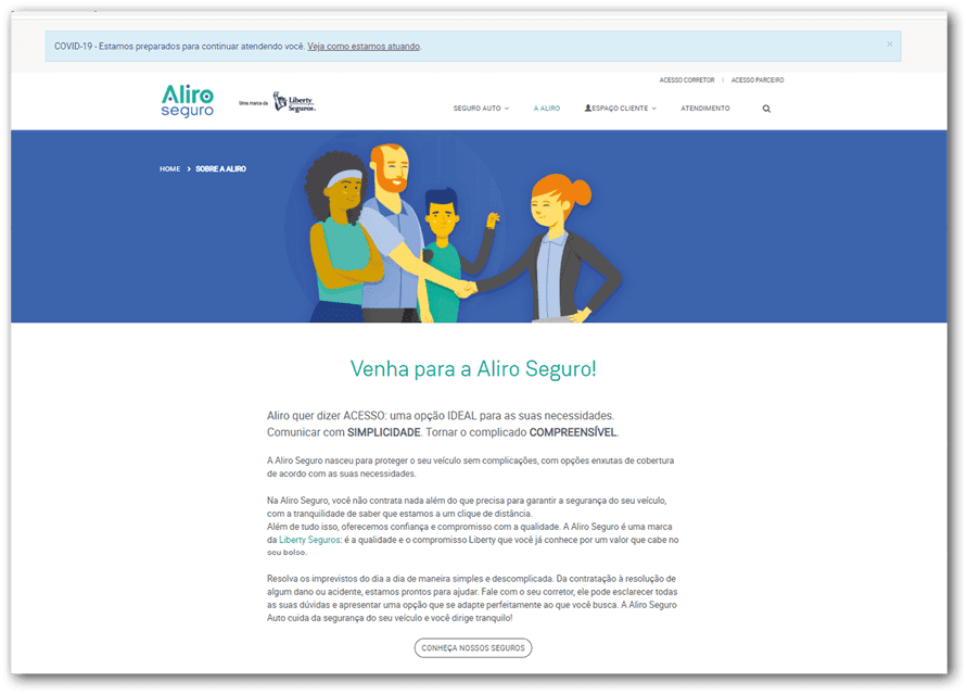 Site da Aliro seguro