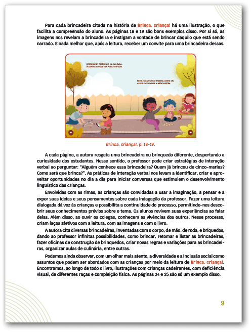 Página do Material digital do professor da obra Brinca, criança