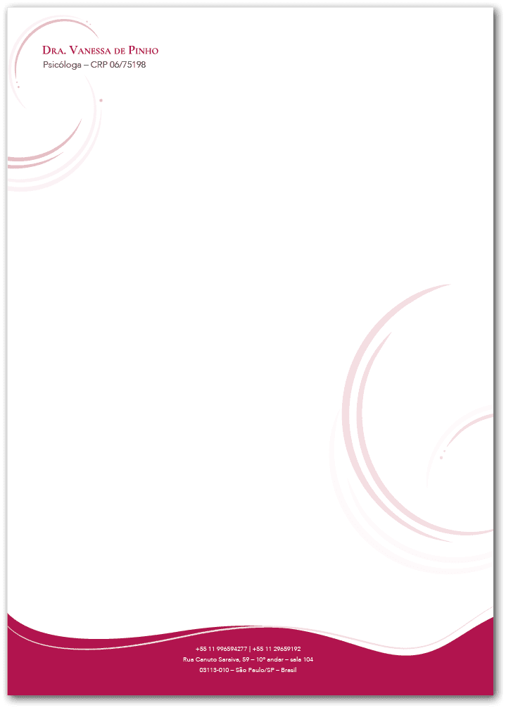 Papel timbrado da doutora Vanessa de Pinho