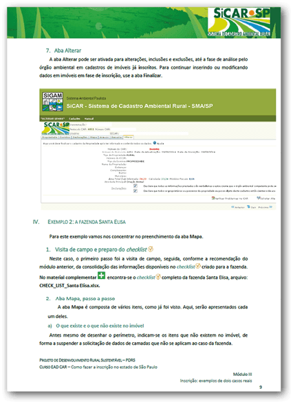 Página da apostila Programa de Desenvolvimento Rural Sustentável
