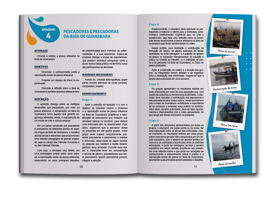 Página dupla de miolo do livro Espelhos da Bahia: Guia pedagógico